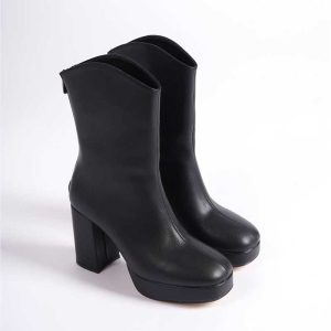 Дамски боти на платформа Trendella - черни, корична снимка